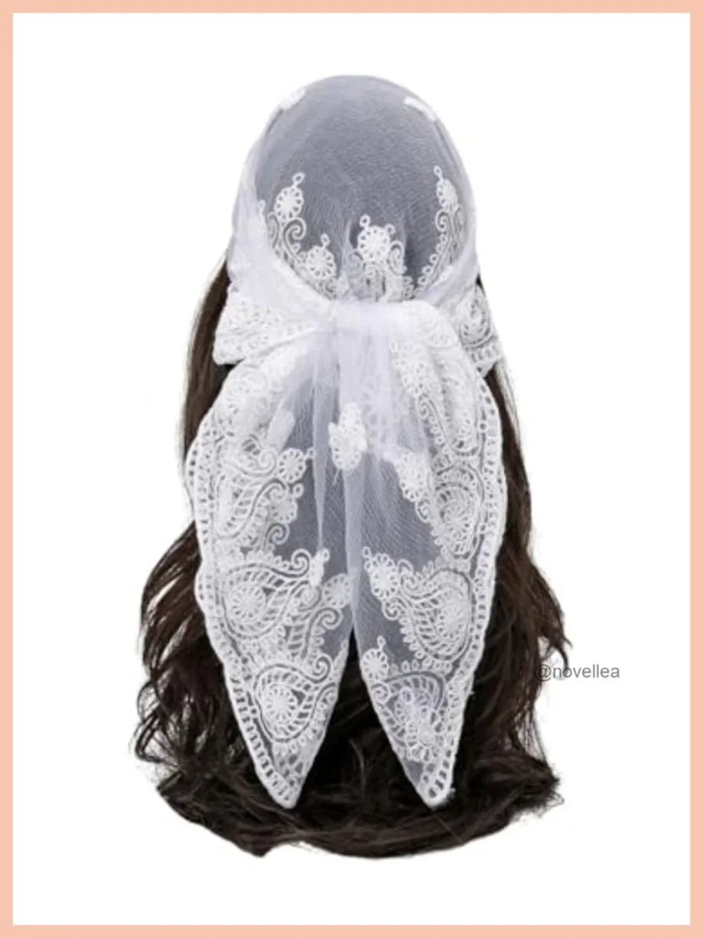 See Through Lace Hair Scarf Headband - Floral Embroidery Lightweight Bandana